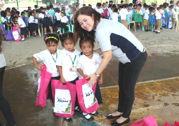 Children receive school supplies