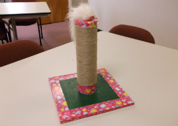 Hand-made dog bed and scratching post