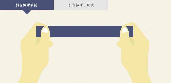 引き伸ばすとくっつくテープ