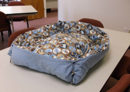 Hand-made dog bed and scratching post